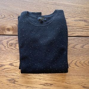 Black cashmere sweater with white speckle details